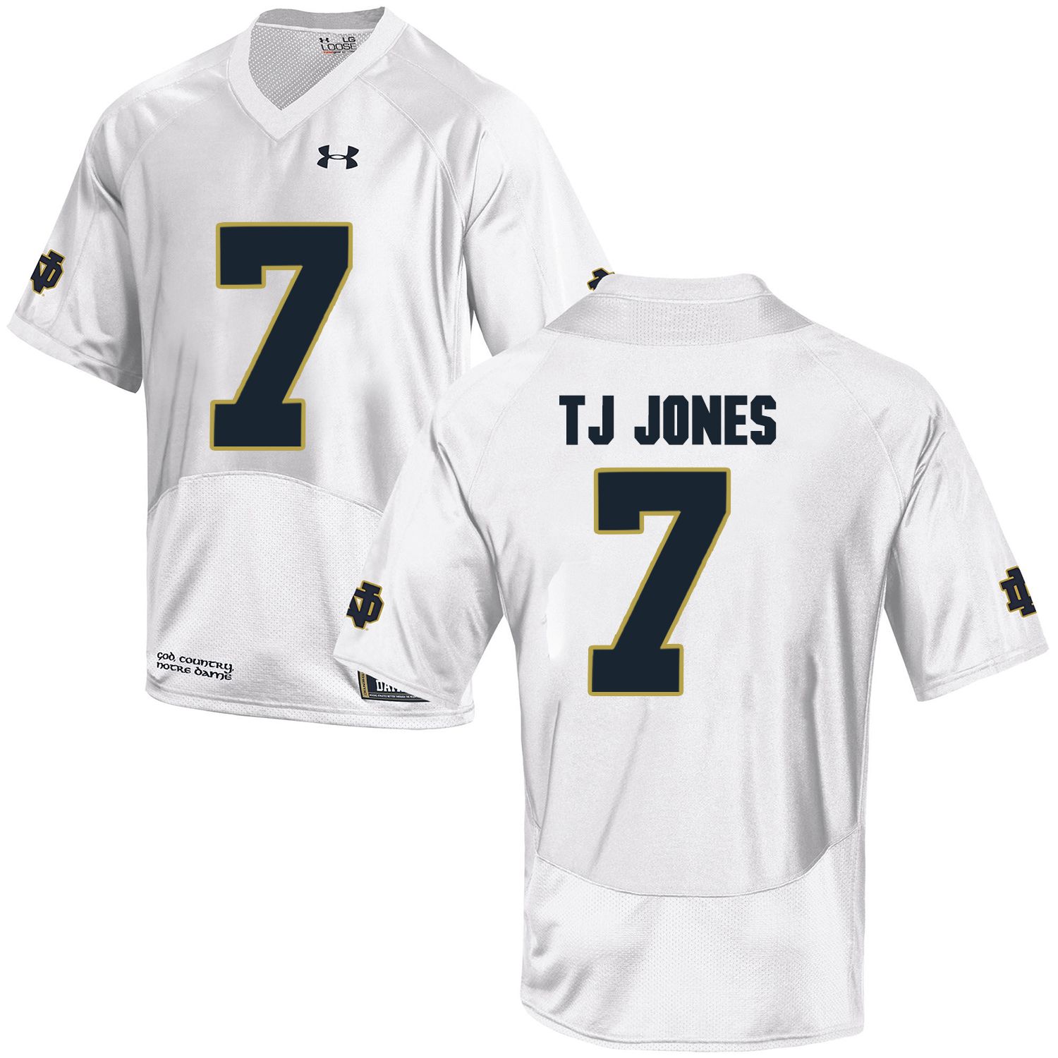 Men Norte Dame Fighting Irish #7 Tj Jones White Customized NCAA Jerseys->customized ncaa jersey->Custom Jersey